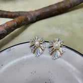 Waves of Sun Pearl Studs